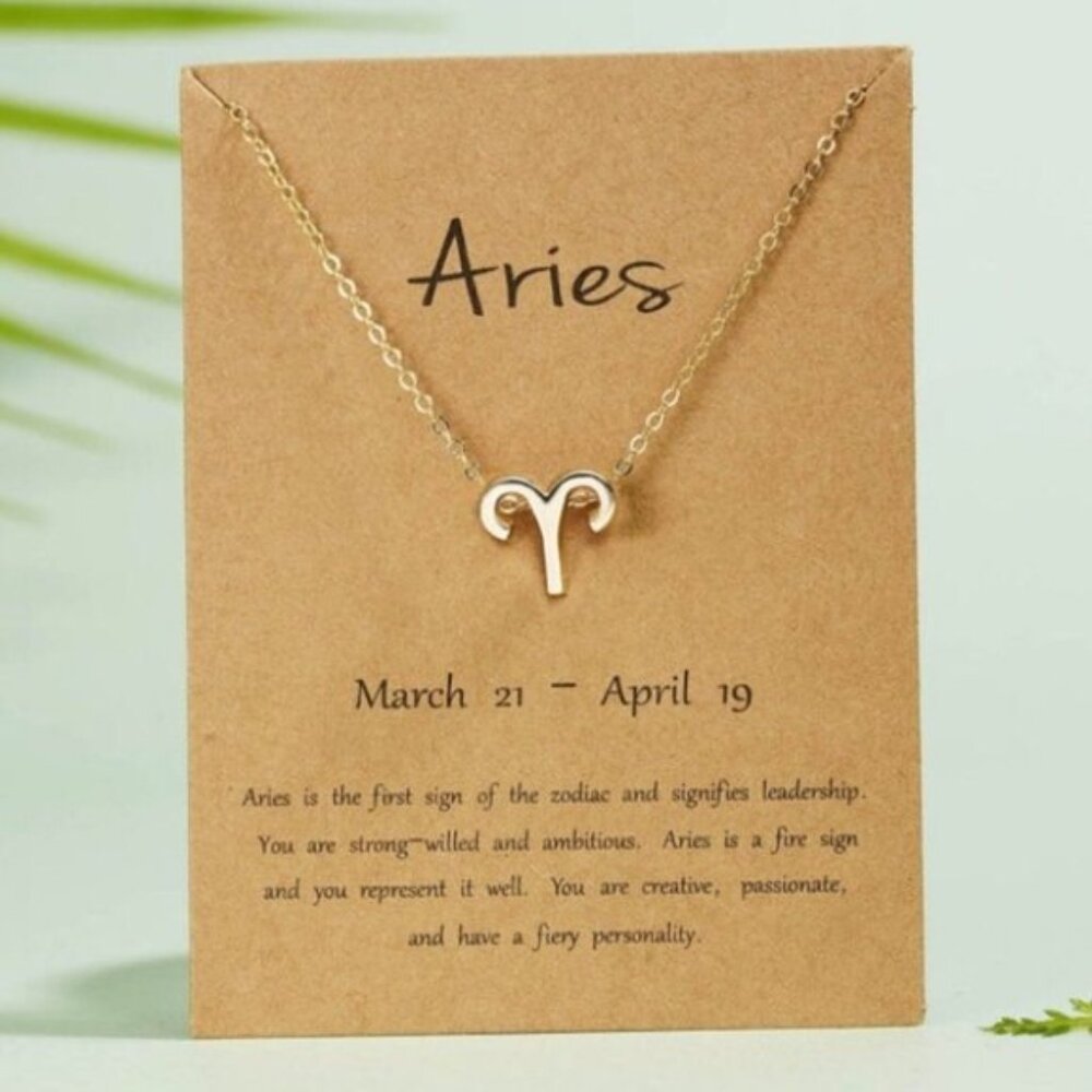 🎉 New Aries Zodiac Gold Plated Necklace
